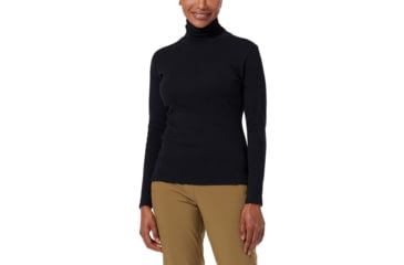 Image of Royal Robbins Kickback Organic Cotton Turtleneck Shirt - Women's, Large, Jet Black Htr, Y612019-080-L