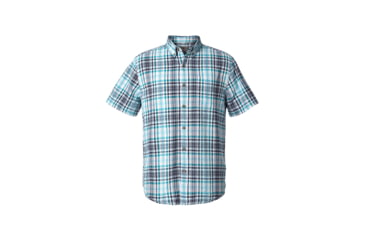 Image of Royal Robbins Mid-Coat Seersucker Plaid Men's Short Sleeve Shirt, Collins Blue Plaid, M 71920-COLLINS BLUE-M