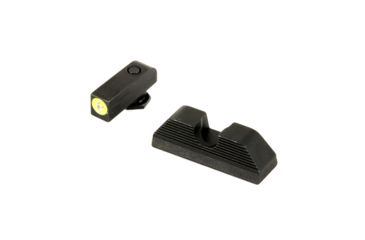 Image of Ameriglo Glock 17-19-22-23-24-26-27-33-34-35-37-38-39 Protector Sight w/ Front Serrated Round Notch Rear, Green Tritium LimeGreenLumi Outline Front Black Re, AMGGL-354
