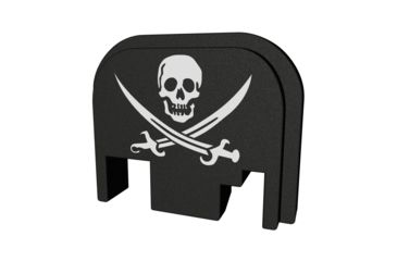 Image of Bastion Glock Pirate Slide Back Plate, Black and White, BASGL-SLD-BW-PIRATE