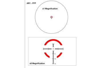 Image of Rudolph Optics AR Series Rifle Scope, 1-8x24mm, 30mm Tube, First Focal Plane, Illuminated AR1 Reticle, Black, AR-010824-AR1-IR