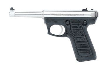 Image of Ruger 22/45 Mark II Pistol, .22 Long Rifle, 5.5 in barrel, polymer frame, integrated black synthetic grip, blowback operated semi-auto, fixed front, adjustable rear, stainless steel bull barrel, 10 round magazine, 22/45 MRKII-55-1-FRRMPG