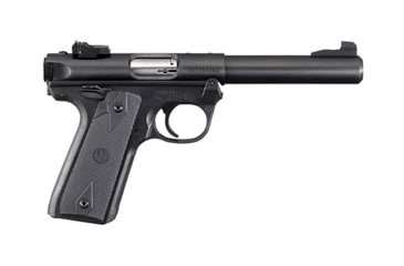 Image of Ruger 22/45 Tactical Mark IV Pistol, .22 Long Rifle, 4.4 in barrel, black polymer frame, checkered black polymer grip, blowback operated semi-auto, fixed blade front, adjustable rear, 10 round magazine, 22/45 T Mark IV-1-FRRMPG