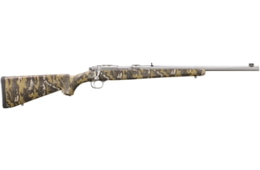Image of Ruger 77/357 Bolt Action Rifle, .357 Magnum/.38 Special, 18.5in 1/2x28 TPI Barrel, 1-16, Adj Rear Sight, Synthetic Camoflage Stock, Stainless, 7420-FRRMPG