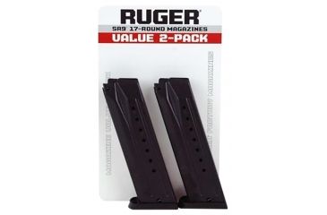 Image of Ruger SR9/SR9C 9mm Luger Pistol Magazine, 17 Round, Blued, 2 Pack, Steel, 90449-17RD