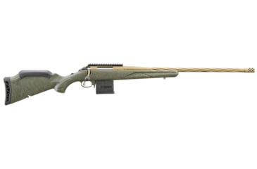 Image of Ruger American Gen II Predator Bolt Action Rifle, .204 Ruger, 22in Fluted Threaded Barrel, 1-12, Splatter Green Stock, Cerakote Burnt Bronze, 46938-FRRMPG