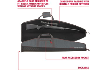 Image of Ruger American Rifle Lockable Gun Case, 46in Scoped Rifles, Dark Heather Gray, 46 in, 29735