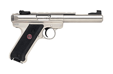 Image of Ruger Mark III Target Pistol, .22 Long Rifle, 5.5 in barrel, stainless steel frame, black synthetic grip, blowback operated semi-auto, fixed front, adjustable rear, stainless steel bull barrel, 10 round magazine, Mark III TG2255-1-FRRMPG
