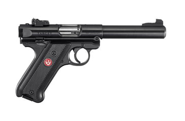 Image of Ruger Mark IV Target Pistol, .22 Long Rifle, 5.5 in barrel, aluminum frame, black checkered plastic grip, blowback operated semi-auto, fixed blade front, adj. target rear, 10 round magazine, Mark IV TG55-1-FRRMPG