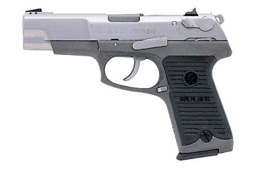 Image of Ruger P89 Pistol, 9mm Luger, 4.5 in barrel, aluminum alloy frame, black polycarbonate grip, recoil operated semi-automatic, fixed 3-dot, slide mounted decock-only lever, stainless steel barrel, 15 round magazine, P89 P-89-1-FRRMPG