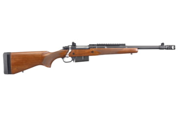 Image of Ruger M77-GS Gunsite Scout Bolt Action Rifle, .450 Bushmaster, 16.1in Barrel, 1-16, Walnut Stock, Black, 6837-FRRMPG