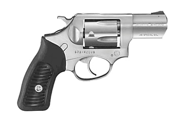 Image of Ruger SP101 Revolver, .38 Special +P, 2.25 in barrel, stainless steel frame, rubber with synthetic insert grip, revolving chamber, fixed blade front, fixed rear, 5 round cylinder, SP101-38-225-1-FRRMPG