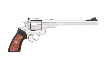 Image of Ruger Super Redhawk Revolver, .44 Remington Magnum, 9.5 in barrel, stainless steel frame, rubber, rosewood insert grip, revolving chamber, fixed ramp front, adjustable rear, 6 round cylinder, SRHK-44-95-1-FRRMPG
