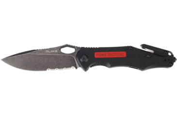 Image of RUIKE M195 Framelock Beta Plus Folding Knife, 3.25 black stonewash finish partially serrated D2, Black G10 handle, M195