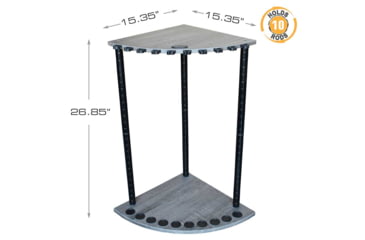 Image of Rush Creek Creations 10 Rod Corner Rack, Barn Wood, Rod Canvas, 15 x 15 x 27, 38-4062