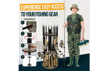 Image of Rush Creek Creations 16 Round Rod Storage Rack with 38mm Steel Post, Camouflage Realtree / Black, 39-7009