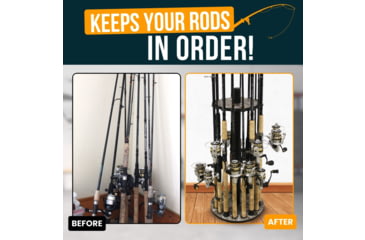 Image of Rush Creek Creations 16 Round Rod Storage Rack with 38mm Steel Post, Camouflage Realtree / Black, 39-7009