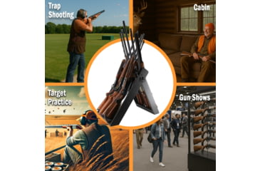 Image of Rush Creek Creations Deer Camp Portable 10 Gun Folding Storage Rack, Black, 38-0238