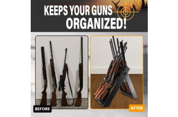 Image of Rush Creek Creations Deer Camp Portable 10 Gun Folding Storage Rack, Black, 38-0238