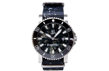 Image of S&amp;B Watches Atlantis A2 KRYPTEK Dive Watch, Silver Case W/ Nox Black Dial, 44mm, ATKR102