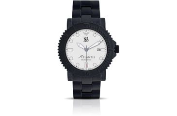 Image of Smith &amp; Bradley Watches Atlantis Automatic Dive Watch, Black Case/White Dial, 44mm, ATL203