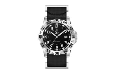 Image of Smith &amp; Bradley Watches SANS-13 Tactical Sport Watch, Silver Case/Black Dial, 42mm, SAN101