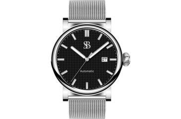 Image of Smith &amp; Bradley Watches Skyline Automatic Watch, Silver Case/Black Dial, 42mm, SKY101