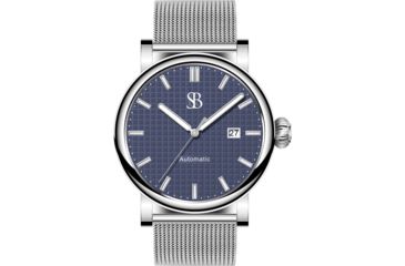 Image of Smith &amp; Bradley Watches Skyline Automatic Watch, Silver Case/Blue Dial, 42mm, SKY103
