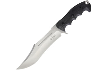 Image of USED S-TEC Bowie G10 Fixed Blade Knife, 11.75in Overall, 7in Satin SS Clip Point Blade, Black Finger Grooved G10 Handle, Black Nylon Sheath, T228522, EDEMO1