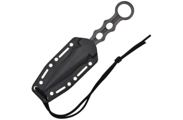 Image of S-TEC Tactical Throwing Knife Fixed Blade Knife, 9in Overall, 2.5in Double Edge Blade, Finger Ring, One Piece Black 440 SS Construction, Black Nylon Neck Sheath, TS200BK