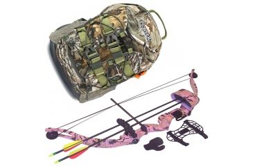 Image of SA Sports Outdoor Gear Majestic Youth Bow, Pkg. Pink Camouflage 20lbs. RH, 566 W/ Vanguard Xl Hunting Backpack-Realtree Camo, 64793-KIT1