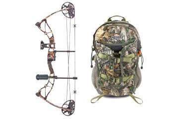 Image of SA Sports Outdoor Gear Vulcan Compound Bow, Pkg. 17-31 in. 15-70 lbs RH, 571 W/ Vanguard L Hunting Backpack-Realtree Camo