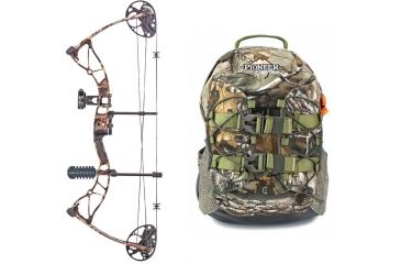 Image of SA Sports Outdoor Gear Vulcan Compound Bow, Pkg. 17-31 in. 15-70 lbs RH, 571 W/ Vanguard Xl Hunting Backpack-Realtree Camo, 65785-KIT1