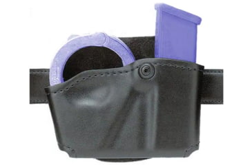 Image of Safariland 573 Concealment Magazine Holder, Paddle, Single w/ Cuff Pouch - STX Plain Black, Left Hand 573-83-412