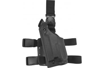 Image of Safariland 6005 SLS Tactical Holster w/ Quick Release Leg Harness - STX Tactical Black, Left Hand 6005-39512-122