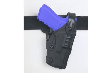 Image of Safariland 6070 Raptor Level III, Mid-Ride UBL Holster - Hi Gloss Black, Left Hand 6070-744-92