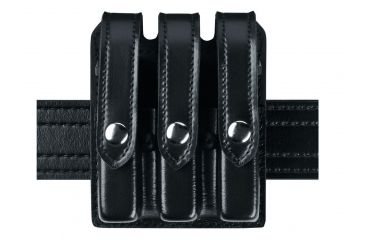 Image of Safariland 777 Slim Triple Mag Pouch W/ Flap, Glock 20 10mm 4.6in., Glock 21 .45 Cal., STX Plain Black W/ Black Plastic Snap 777-383-41PBL