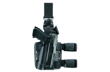 Image of Safariland ALS Tactical Holster w/ Quick Release Leg Harness, Right Hand, STX FDE Brown Molle locking System receiver Plate and Locking Fork 6305-419-551-MS15-MS18