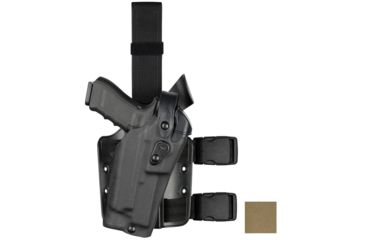 Image of Safariland Model 6304RDS-SP10 ALS/SLS Drop Leg Holster, S&amp;W M&amp;P 9mm/.40 &amp; M&amp;P 2.0 .40 only w/Sure Fire X300, Right Hand, Plain, Single Strap, Drop Flex Adapter, Flat Dark Earth, 6304RDS-2192-551-MS25