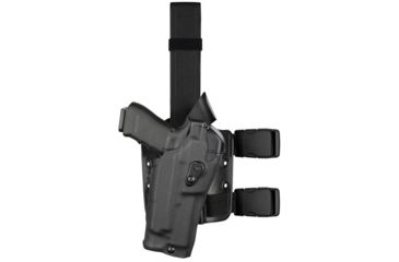Image of Safariland Model 6384RDS-SP10 ALS OMV Drop Leg Holster, S&amp;W M&amp;P 9mm/.40 &amp; M&amp;P 2.0 .40 only w/Sure Fire X300, Right Hand, STX Plain, Single Strap, Drop Flex Adapter, Black, 6384RDS-2192-131-MS25