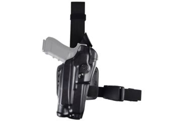 Image of Safariland Model 6384RDS-SP10 ALS OMV Drop Leg Holster, S&amp;W M&amp;P 9L 5in w/o Thumb Safety w/SF X200/X300, Right Hand, STX Plain, No Thumb Safety, Single Strap, Black, 6384RDS-8192-131-SP10