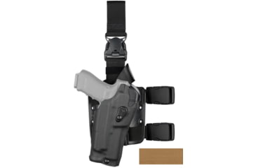 Image of Safariland Model 6385RDS ALS OMV Drop Leg Holster, Sig Sauer P320 9mm/.40 Compact w/ITI M3/Streamlight TLR1/SF X300/X300U, RH, Cordura, Double Strap, Quick Release, Coyote Brown, 6385RDS-7502-741