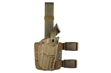 Image of Safariland Model 7004 7TS SLS Drop-Leg Glock Holster, Glock 20/Glock 21, Left Hand, w/ SureFire X300U-Light Attachment, STX, Flat Dark Earth, 7004-3832-552