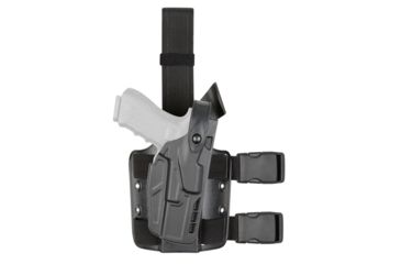 Image of Safariland Model 7004 7TS SLS Drop-Leg Glock Holster, Glock 20/Glock 21, Right Hand, w/ SureFire X300U-Light Attachment, STX Plain, Black, 7004-3832-411