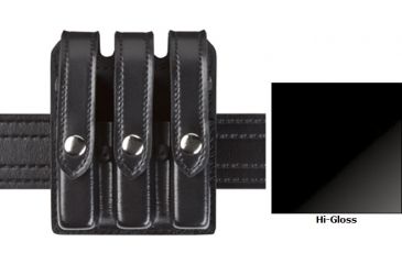 Image of Safariland Model 777 Slim Triple Mag Pouch w/Flap Hi-Gloss Black Fits Glock 17 777-83-9B