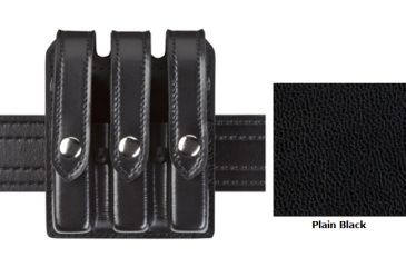 Image of Safariland Model 777 Slim Triple Mag Pouch w/Flap Plain Black Fits Glock 17 777-83-2PBL