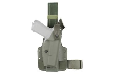 Image of Safariland SLS Tactical Holster, Right Hand, OD Green DFA on Single Leg Strap 6004-18021-561-MS25