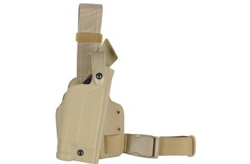 Image of Safariland 6004 SLS Thigh Holster - STX FDE Brown, Right Hand - Leg Shroud Single Strap - Sig P226 w/Light 