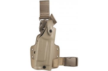 Image of Safariland SLS Tactical Holster w/ Quick Release Leg Harness, Right Hand, STX FDE Brown Leg Shroud Single Strap 6005-3930-551-SP10