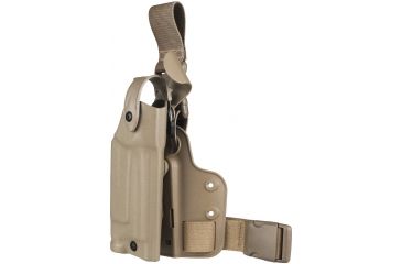 Image of Safariland SLS Tactical Holster w/ Quick Release Leg Harness, Right Hand, STX FDE Brown Leg Shroud Single Strap 6005-3930-551-SP10